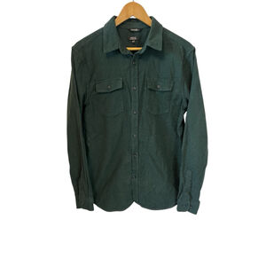 Men's Dark Green Casual Button Down Shirt Forest Green Collared M
